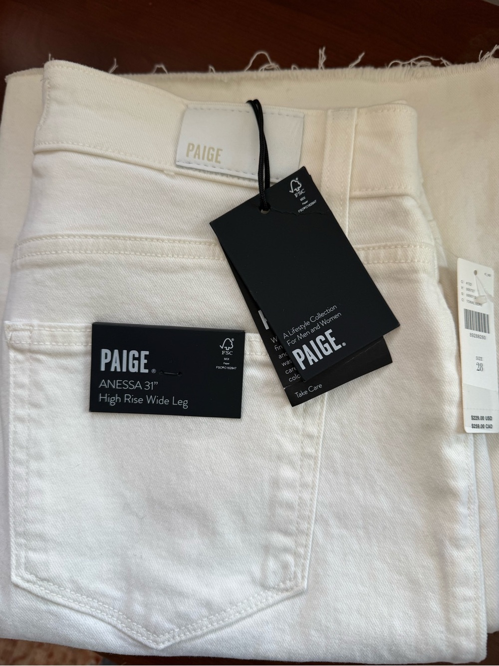 Paige Anessa High Waist Raw Hem Ankle Wide Leg Jeans NWT